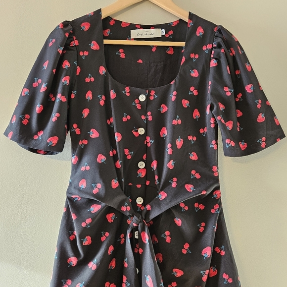 Quanta Du Soleil De Paris Boho Feminine Mini Dress Black Cherry Sz 34 XS - Picture 4 of 15